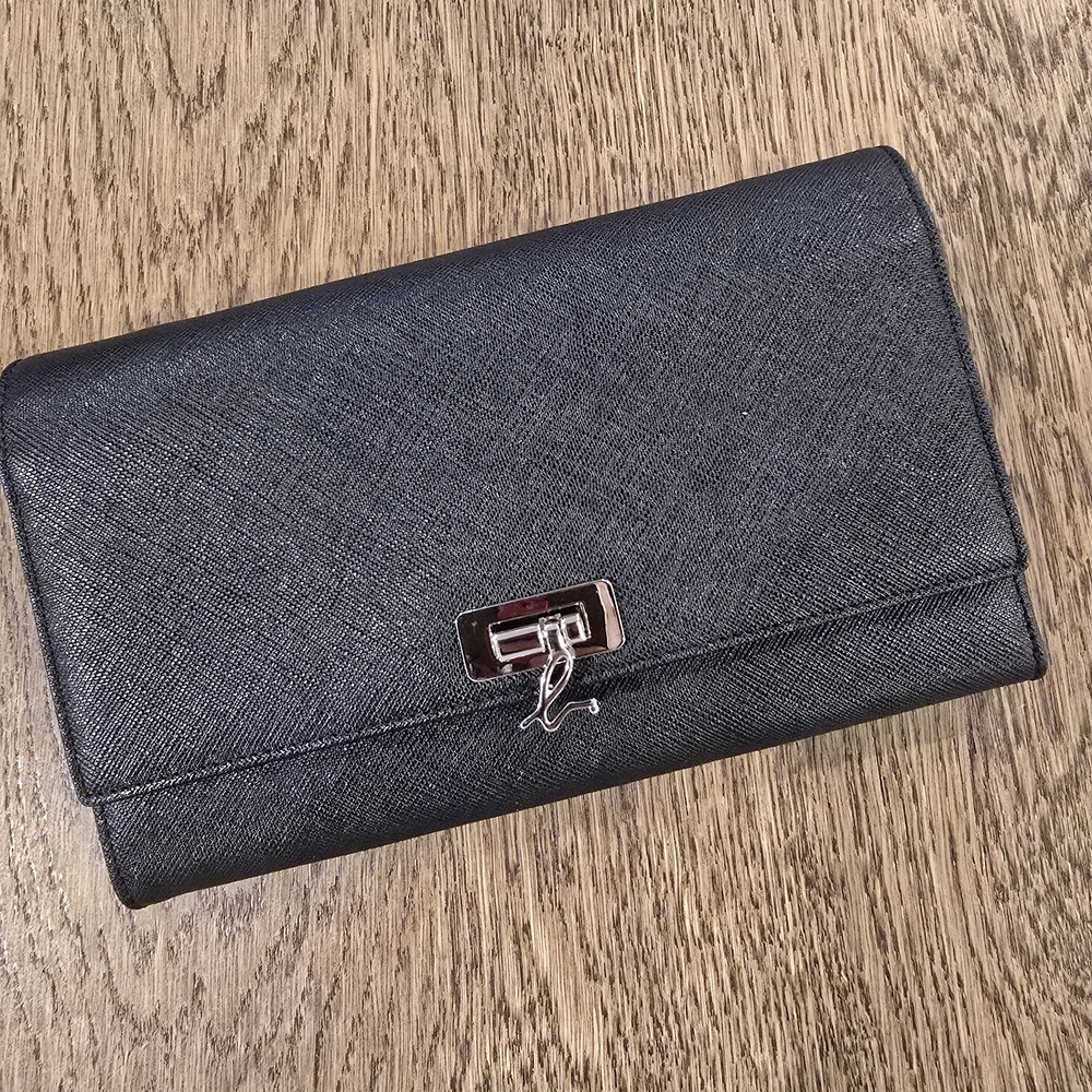 Agnes B Black Clutch Sleek Minimalist Design